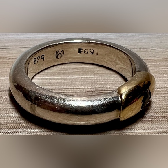 Lalaounis 1970 Greece 18K Yellow Gold/Sterling Silver Blue Sapphire Band Ring - Picture 4 of 9